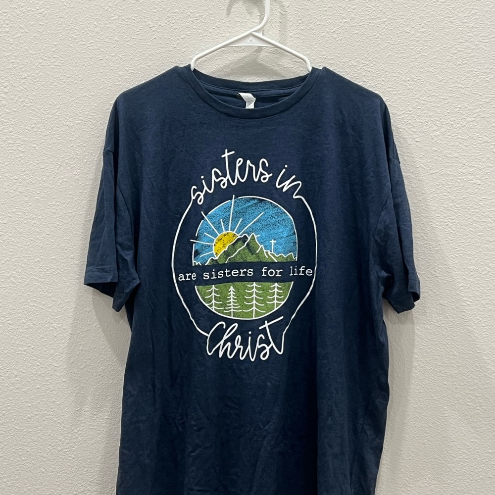 (⭐️ 4/$15) Navy Blue Graphic T-Shirt with Inspirational Christian Print Size XL